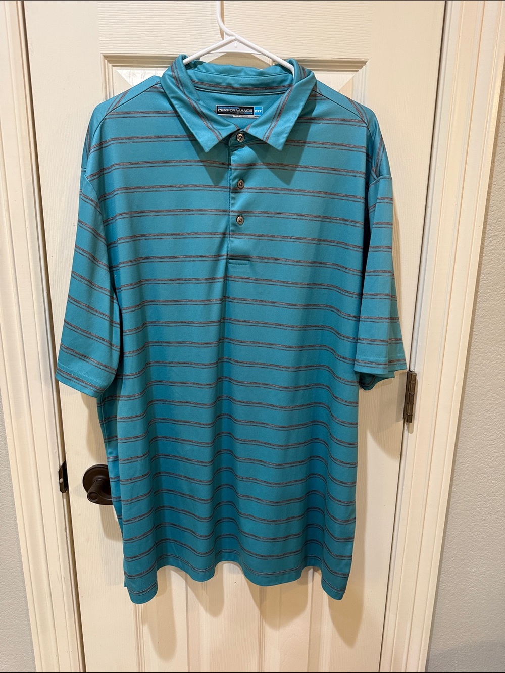 Roundtree & Yorke Teal Striped Polo
